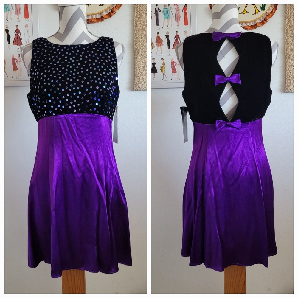All That Jazz | Vintage Satin & Velvet Rainbow Sequin Party Dress